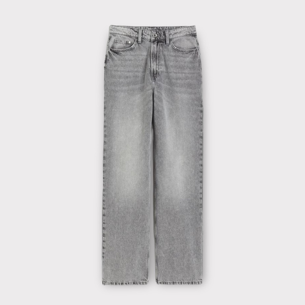 Gray Divided Curvy Fit Wide Ultra High Jeans